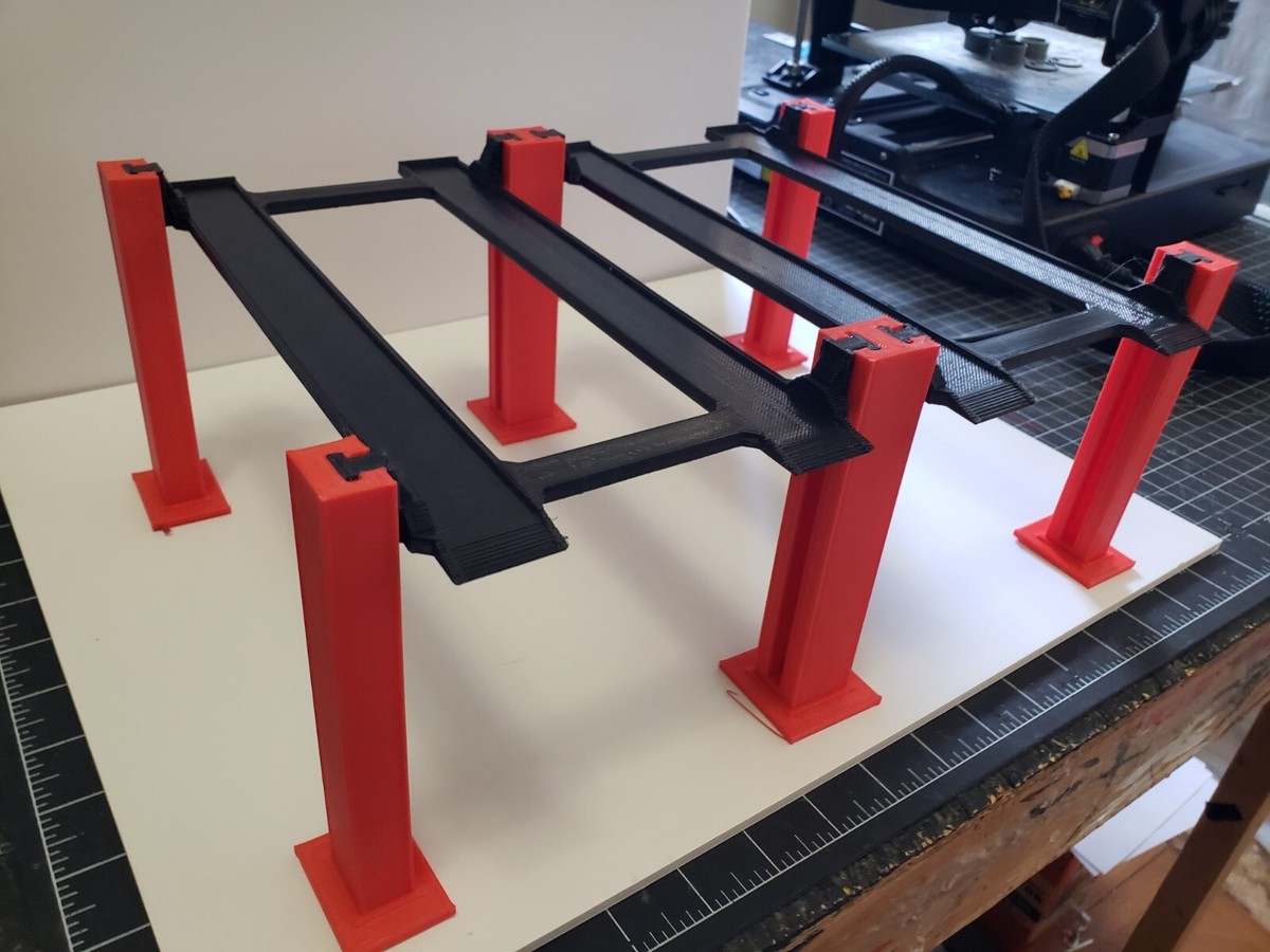 1:18th Scale 4 Post Side by Side 4 Car Lift for Diorama