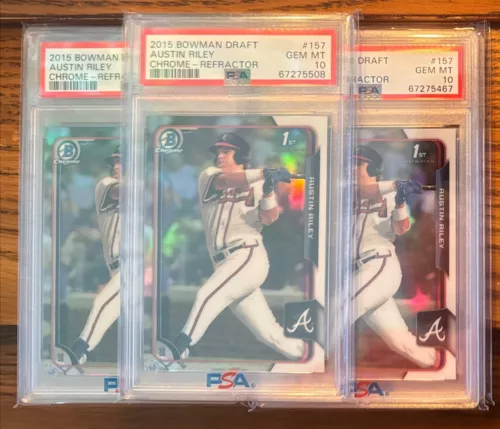 One 2015 Bowman Chrome Draft Austin Riley Refractor “1st Bowman” PSA 10