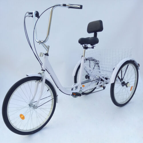 24" 3 Räder Dreirad Erwachsene 24"Zoll Senioren Dreirad 6 Gang 3-Rad Bike + Korb - Bild 12 von 24
