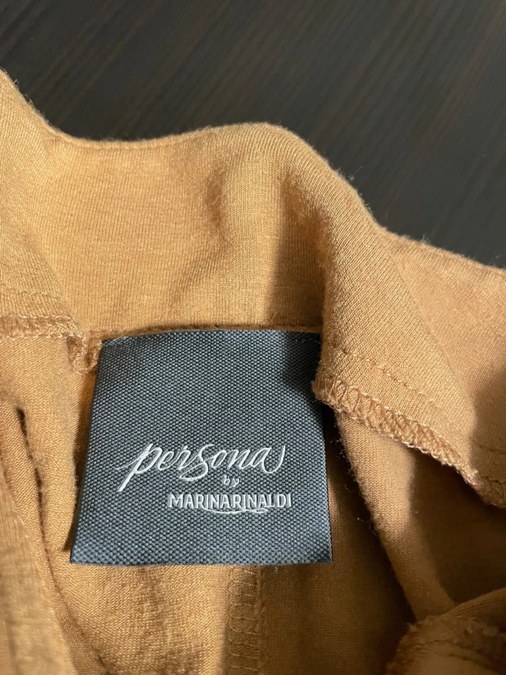 Vestido Persona by Marina Rinaldi Feminino Maxi Shift Pequeno Marrom Elástico Lagenlook - Imagem 3 de 4