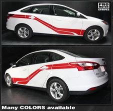 Ford Focus Front-to-Rear Side Accent Stripes Decals 2011 2012 2013 2014 Pro Moto