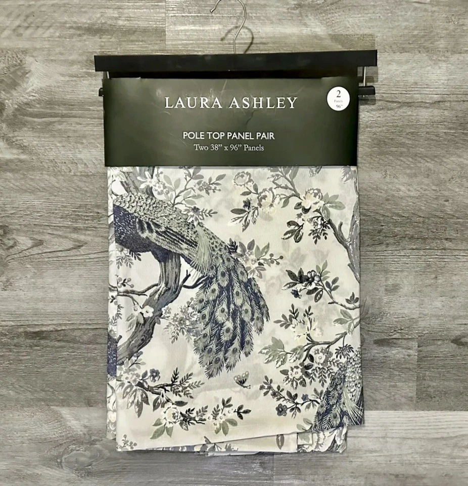2 Laura Ashley Belvedere Peacock Window Curtains Panel Drapes 38 x 96” Panels - Image 3 of 4