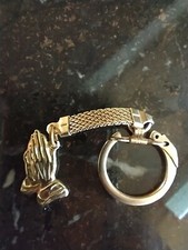 Vintage Serenity Prayer Praying Hands Religious Medal Keychain