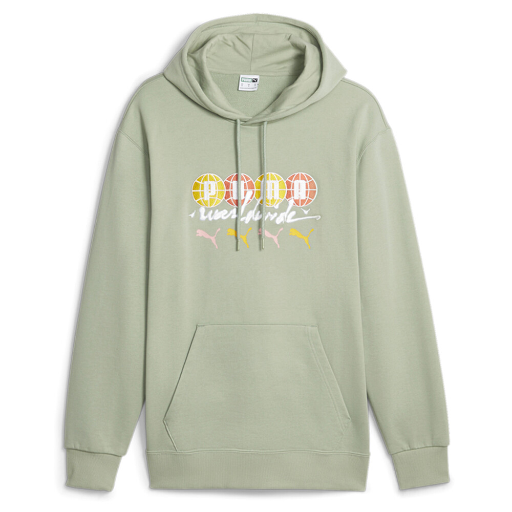 Puma Swxp Worldwide Пуловер с капюшоном Tr Мужская повседневная верхняя одежда зеленого цвета 62264654