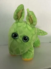 Hug Fun Plush Dragon Green Yellow Glitter Eyes Hearts 10" Fantasy Stuffed Animal