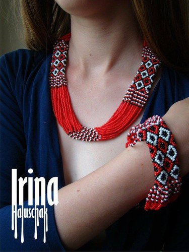 Vyshyvanka collana ucraina di perline collana multifilo di perline set gioielli - Foto 16 di 21