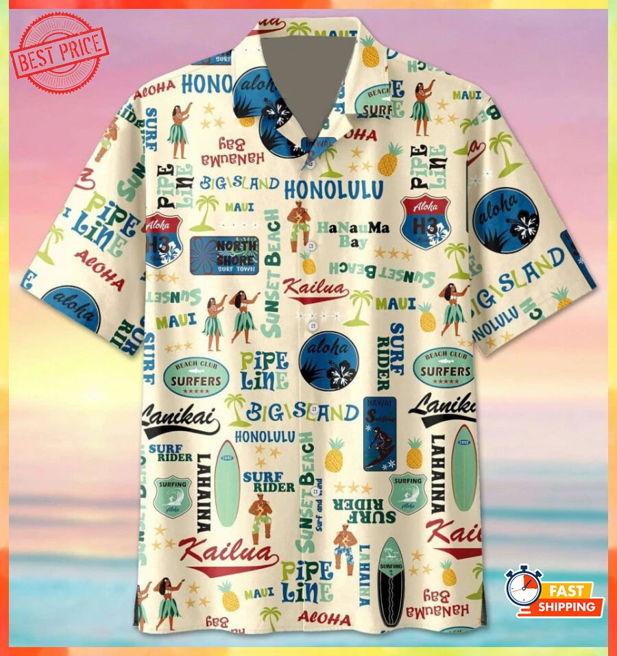 Big Island Kailua Tiki Hawaiian Shirt Button Tee Short-Sleeve Best Materia S-5XL