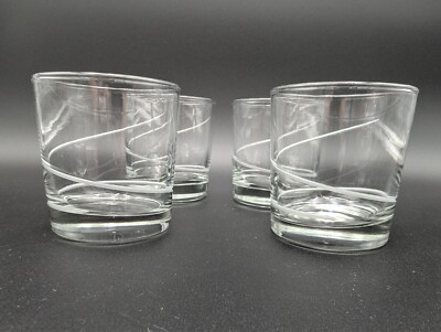 Elica Etched  Spiral Swirl Drinking Glasses Set of 4 Vintage Discontinued retro