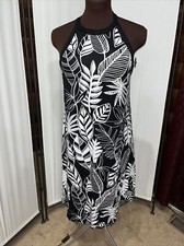Old Navy Women's Dress M Black Floral Scoop Neck Sleeveless Stretch C22