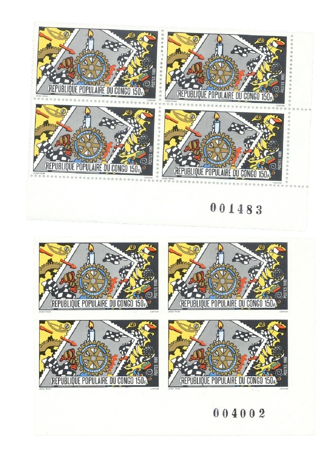 Estampillas congoleñas en bloque como nuevas nunca montadas/MNH