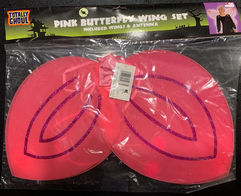 Conjunto de diadema y antena alas mariposa con cable rosa alas mariposa disfraz Foto 2 de 4