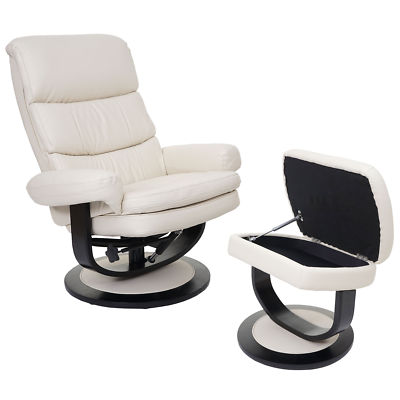 Relaxsessel Fernsehsessel TV Sessel Hocker mit Staufach Kunstleder Creme 55628