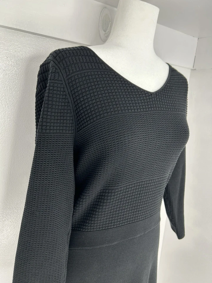 Talbots Black Fitted Sweater Dress Size Medium Dark Academia Office Classic LBD - Image 4 of 4