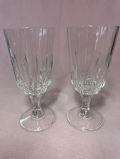 Stemmed Iced Tea Glasses 7” Heavy  Set Of 2  Very Nice!
