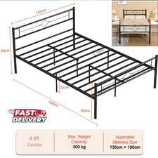 Double Heavy Duty Bed Frames with Headboard and Footboard, 4.6FT Metal Platform
