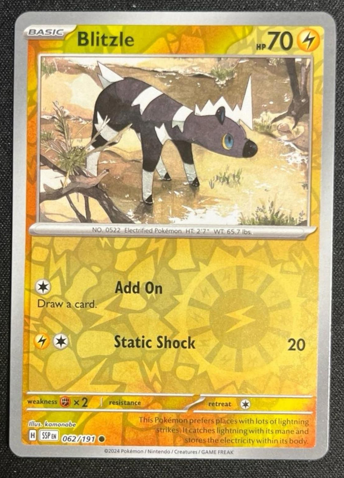 Blitzle 62/191 Reverse Holo Surging Sparks Pokemon Card NM
