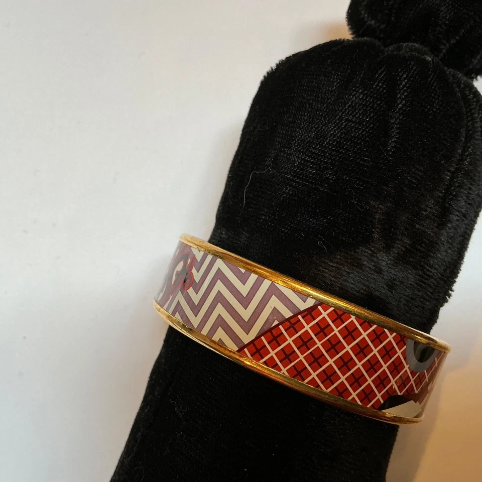 HERMES эмаль PM 65 широкий браслет браслет золотой ободок, черный, белый, красный - Изображение 2 из 4