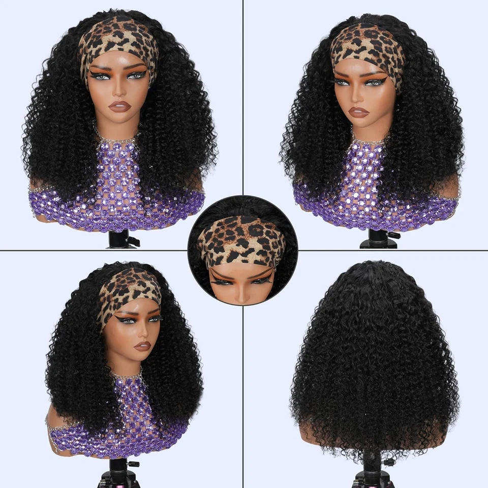 Half Wig Human Hair 200 Density Headband Wig 24 INCH Kinky Curly 3 in 1 Wig - Image 3 of 4