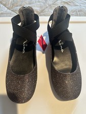 Nina Girls Sparkle Ballet Flat With Ankle Straps