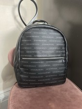 Image of Emporio Armani - Black/Grey Leather Backpack EA Logo RARE OG