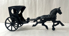 Horse Carriage Cast Iron Figurine Decorative Wagon 8"
