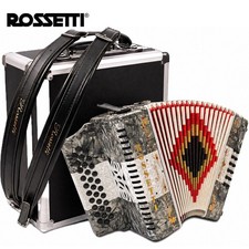 Rossetti 3112 GCF 31 Botones Acordeón Diatónico Gris Blanco Gris con Estuche, Correas