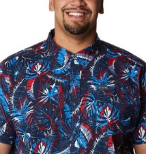 Columbia Men Rapid Rivers Printed Short Sleeve Shirt Size M Blue/Red AM0094 432