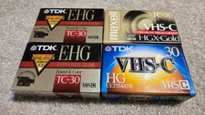 Lot 4 Sealed TDK/Maxell VHS-C Camcorder Tapes