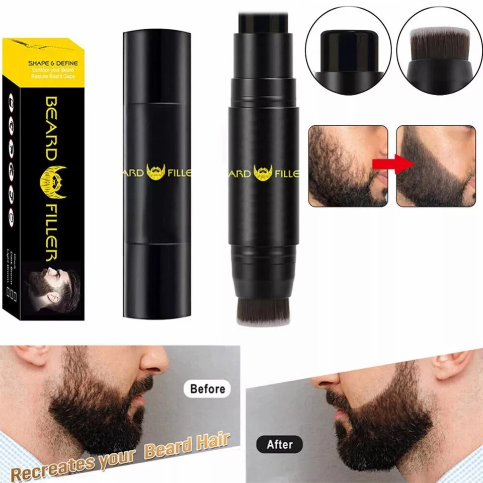 Men's Black and Brown Beard Dye Hair Thickener Stick Waterproof BeardFillerBrush