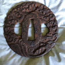 Iron Tsuba Japanese Sword Guard Antique Collectible Vintage Metalwork