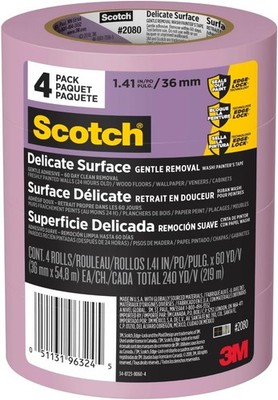 Delicate Surface Painter's Tape, Purple, Masking Tape Protects Delicate Surfaces