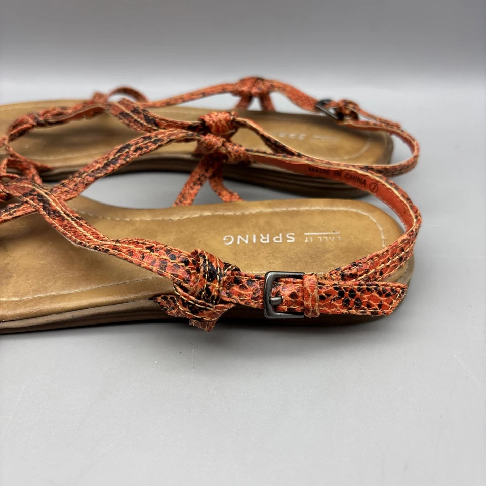 Call It Spring Sandals Women’s Size 7 Orange Black Snake Print Buckle - Image 2 of 4