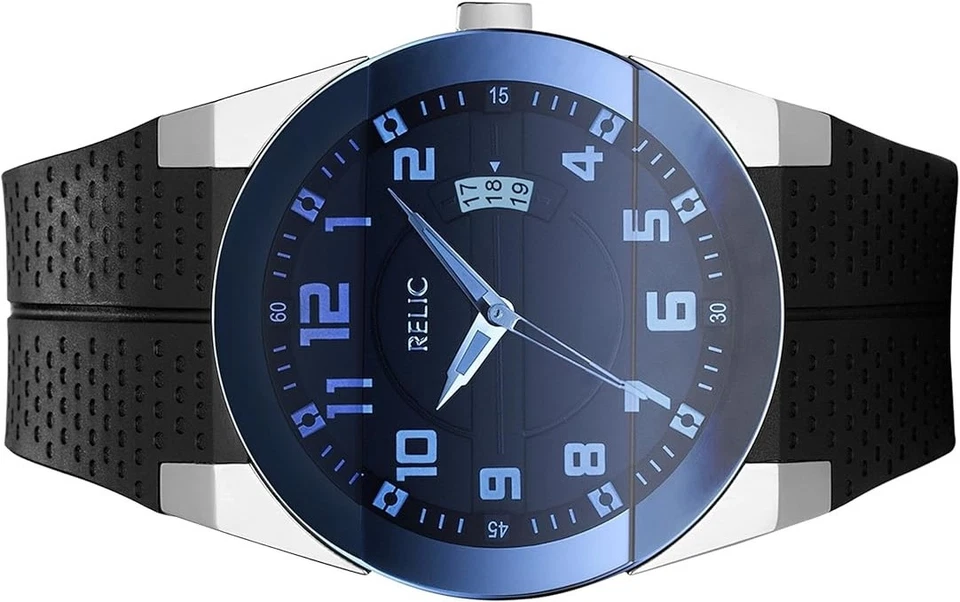 Reloj para hombre Relic by Fossil 42 mm tono plata fecha esfera negra azul ZR11861 Foto 2 de 4