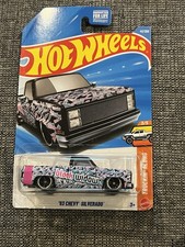 2026 Hot Wheels '83 Chevy Silverado black widow CUSTOM Black Silver Swap Rubber