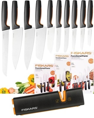 FISKARS FF MESSERSET 10 KÜCHENMESSER + MESSERSCHÄRFER, MESSER, MESSERN, OVP, NEU