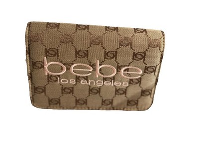 Bebe Los Angeles Logo Crossbody Clutch Wallet Chain Strap Blush Pink NWT