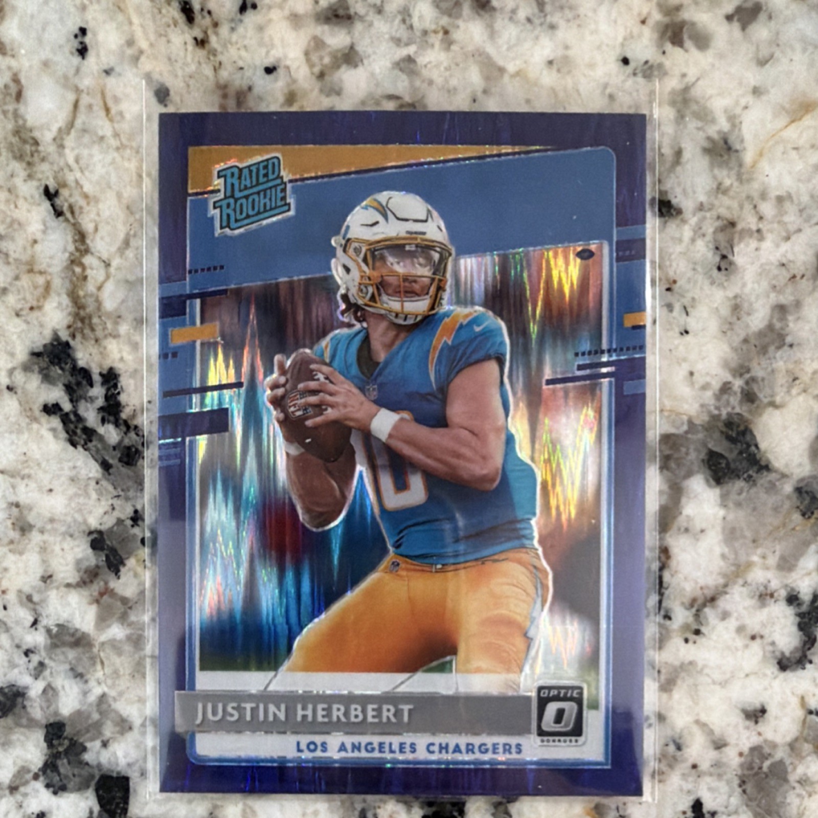 Panini 2020 Donruss Optic Rated Rookies Justin Herbert #153 Purple Shock Prizm