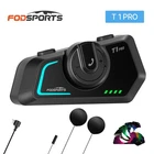 T1 Pro Motorcycle Intercom 6 Riders Group 2000m Bluetooth Helmet Headset+Sticker