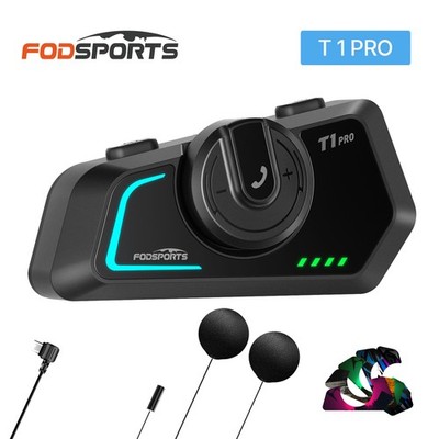 T1 Pro Motorcycle Intercom 6 Riders Group 2000m Bluetooth Helmet Headset+Sticker
