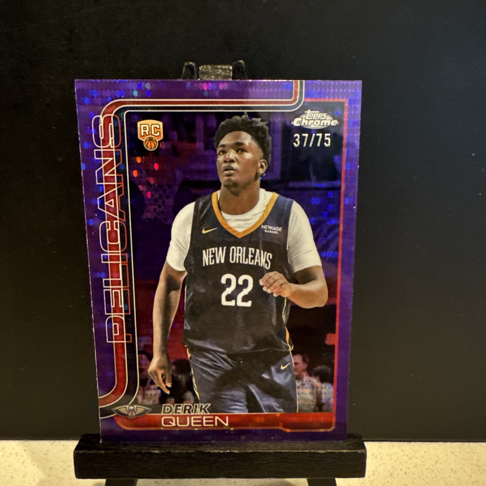 2025-26 DERIK QUEEN Topps Chrome Purple Pulsar Refractor Rookie RC 37/75 #263