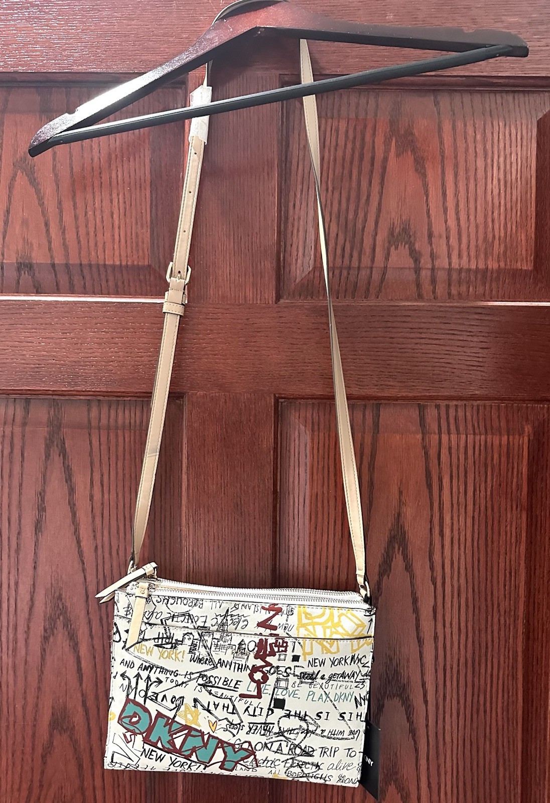 Rare DKNY - Colorful Bryant Park Graffiti Top Zip Crossbody/Shoulder Bag - NWOT