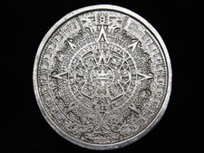 QK09122 VINTAGE 1970s  MAYAN CALENDER  SOUTHWESTERN DESIGN ART BELT BUCKLE