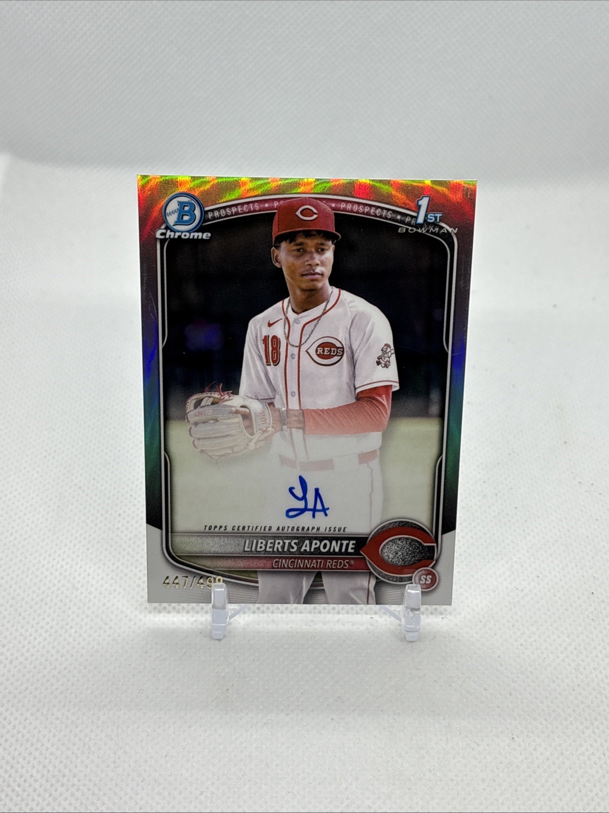 2025 Bowman Chrome Liberts Aponte 1st Bowman Chrome Refractor Auto /499 #CPA-LA