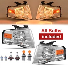 Pair For Ford Expedition 2007 2008-2014 Headlights Amber Corner Headlamp W/bulbs