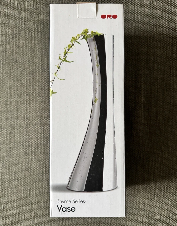 ORO Designer Vase Ø 5cm-10cm / H: 30cm Chrom Silber Metall Kunst Modern Neu