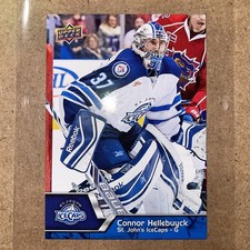 2014-15 Upper Deck AHL Connor Hellebuyck RC Rookie Card #28 Winnipeg Jets. rookie card picture