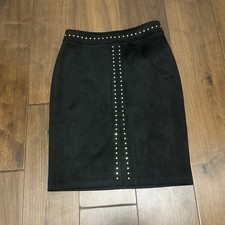 White House Black Market Faux Suede w/Gold Studs skirt size 6 NWT