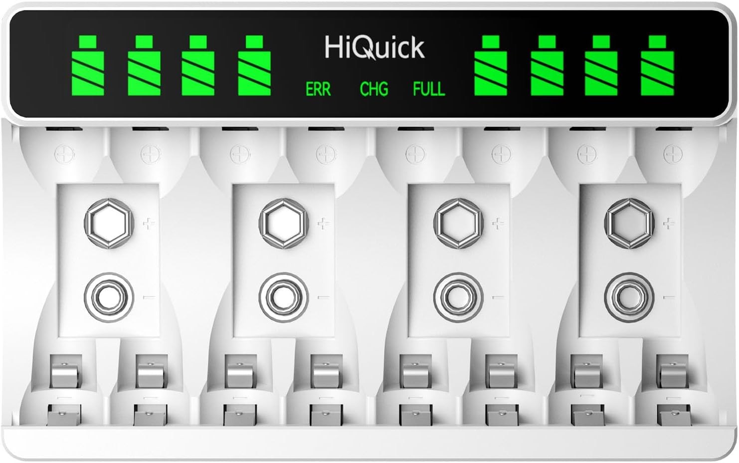 HiQuick LCD 8-slot Battery Charger for AA & AAA Rechargeable Batteries, 5V 2A T