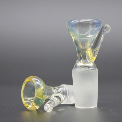 Lab Glass Slide Silver Fume Funnel Bowl 14 18mm Fitting Tobacco Hookah Bong