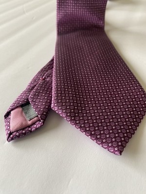 Marks & Spencer Luxury 100% Silk Purple Geometric Design Made In Italy